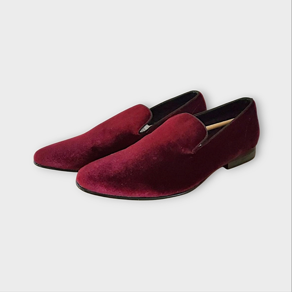 Steve Madden "Laight" Burgundy Velvet Loafers - Picture 3 of 8